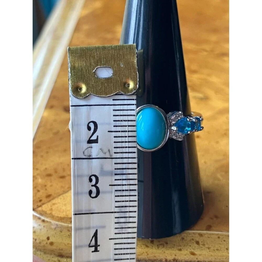 Sleeping Beauty Turquoise Blue Apatite Sterling Silver Ring Size 9